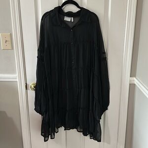 Chiffon Smock Mini Shirt Dress